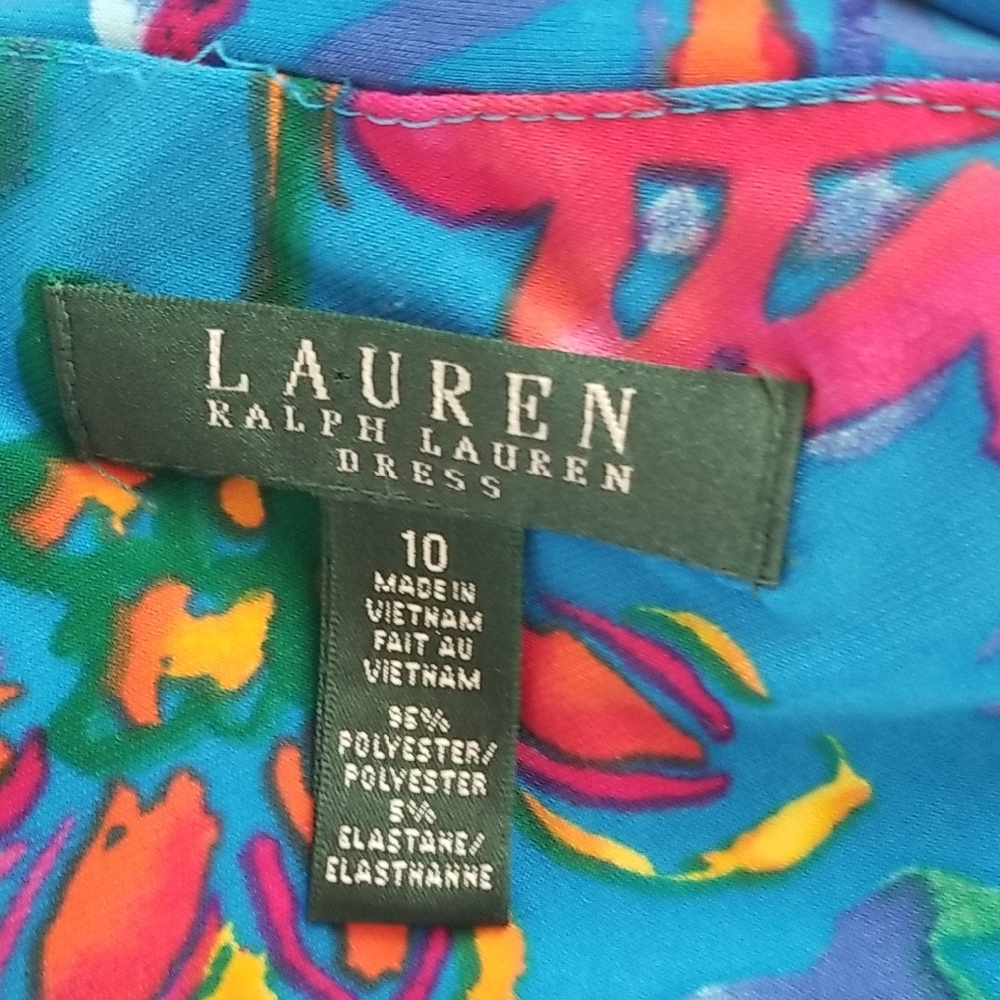 Ralph Lauren One-Shoulder Bright Blue Multicolor Paisley Dress - Picture 5 of 5